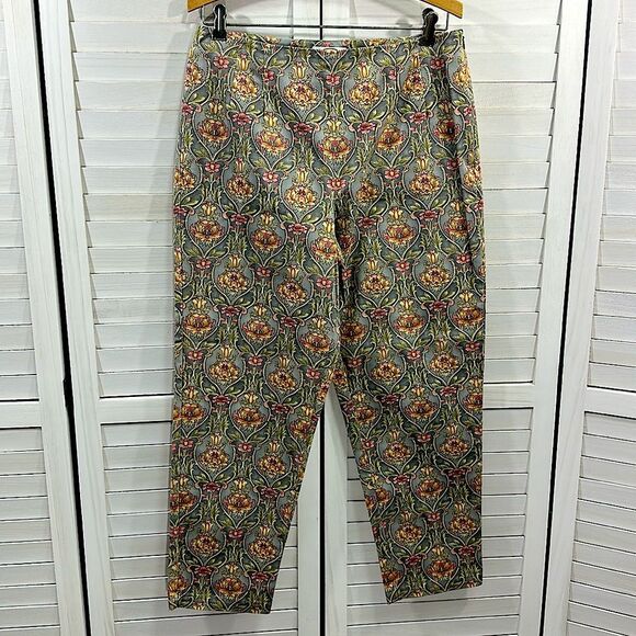 Talbots Ankle Pants Size 12P Side Zip Scroll Print Vintage 80s - Picture 2 of 11